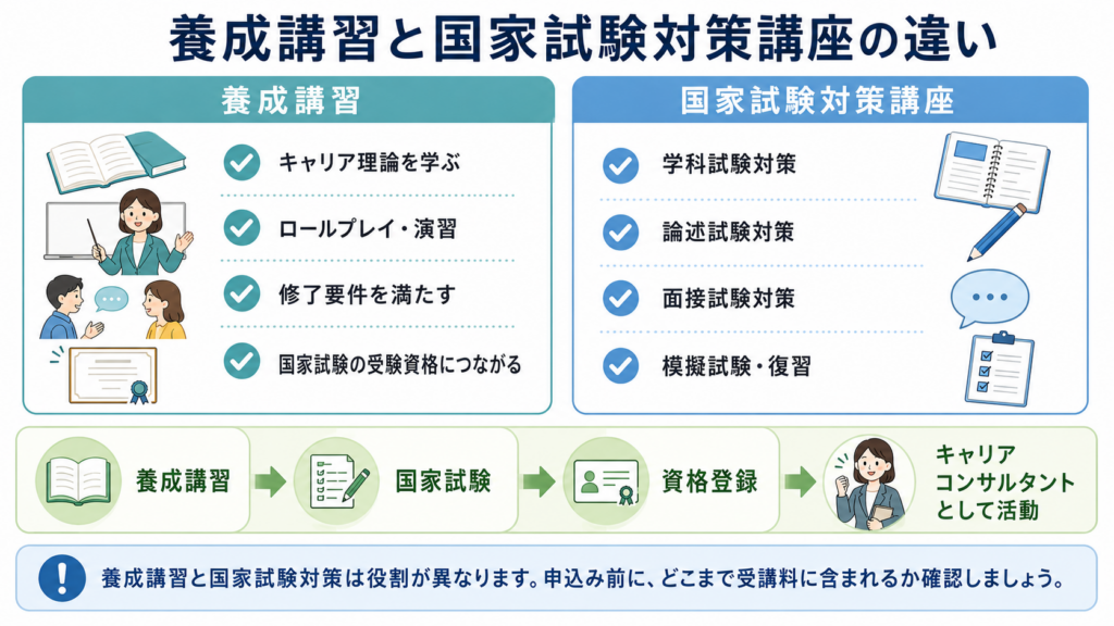 養成講習と国家試験対策講座の違い