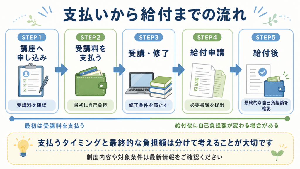 申し込み時の支払額と給付後の実質負担額の違い
