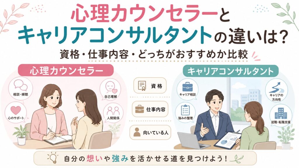 心理カウンセラーとキャリアコンサルタントの違いは？資格・仕事内容・どっちがおすすめか比較