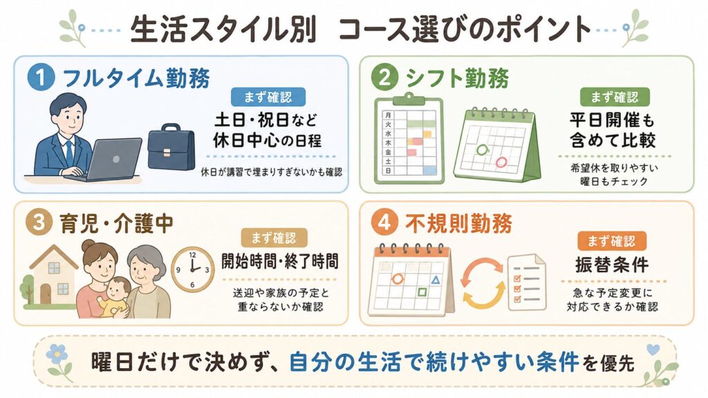 生活スタイル別・コース選びの考え方図解
