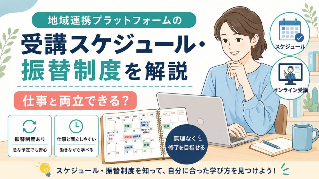 地域連携プラットフォームの受講スケジュール・振替制度を解説｜仕事と両立できる？