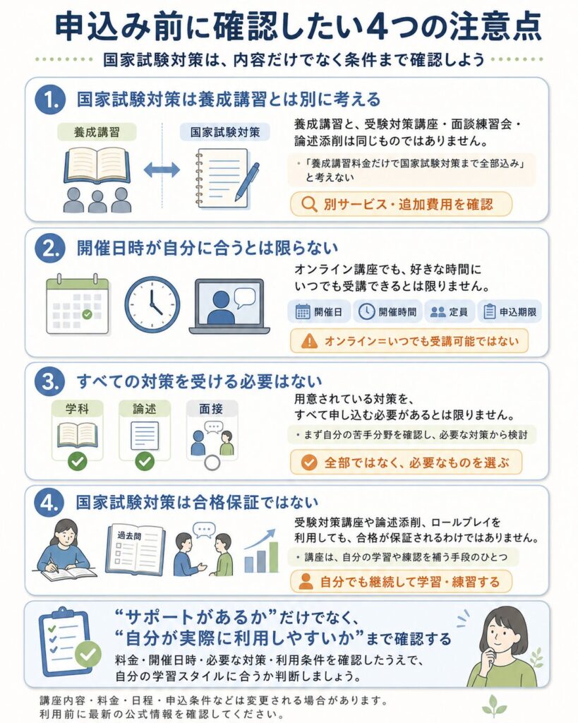 メリットだけで判断しないための「申込み前4つの注意点」図解